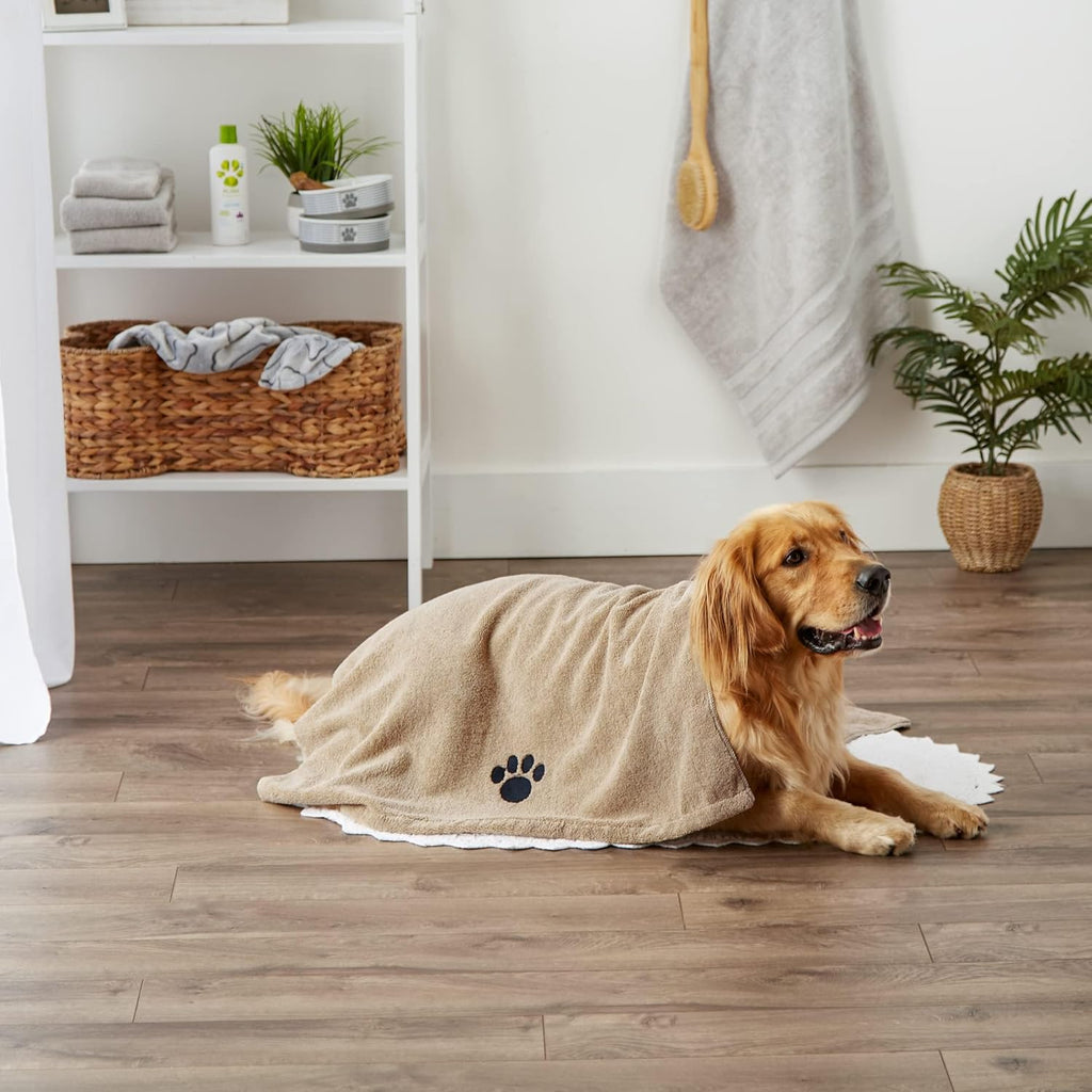 Ultra-Absorbent Pet Grooming Microfiber Towel - X-Large 41x23.5" in Stylish Taupe, Perfect for All Your Furry Friends
