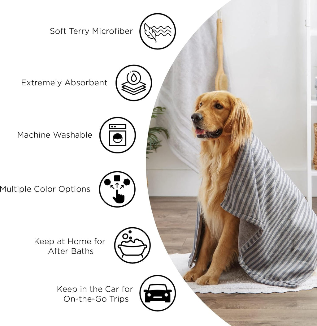 Ultra-Absorbent Pet Grooming Microfiber Towel - X-Large 41x23.5" in Stylish Taupe, Perfect for All Your Furry Friends