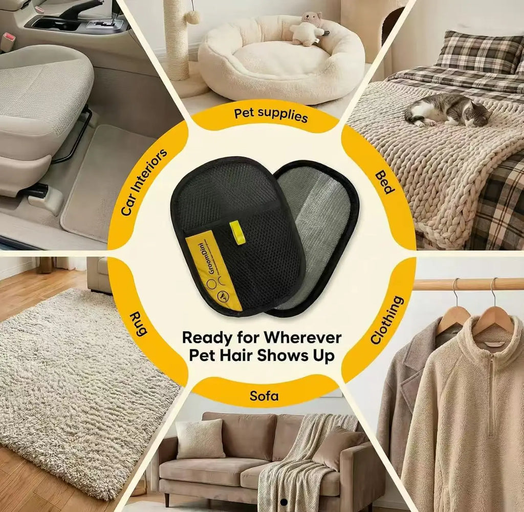 Revolutionary Pet Hair Remover Gloves - Effortless Two-Way Brush for Cat & Dog Hair Cleanup on Furniture, Carpets, and Car Seats