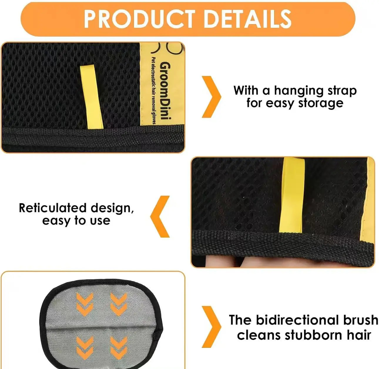Revolutionary Pet Hair Remover Gloves - Effortless Two-Way Brush for Cat & Dog Hair Cleanup on Furniture, Carpets, and Car Seats