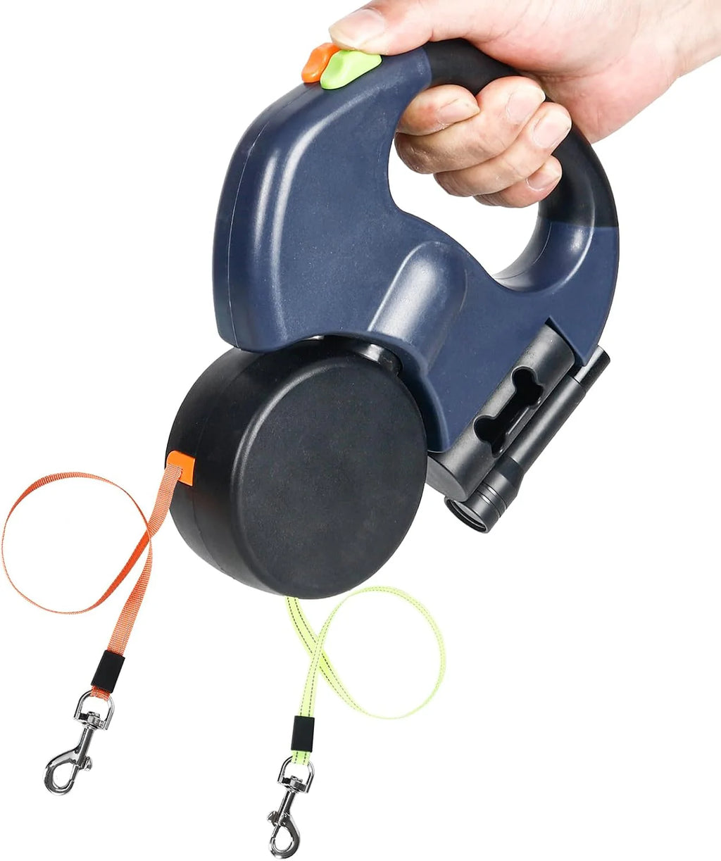 Revolutionary Dual Pet Leash: Retractable, Reflective, and Tangle-Free with 360° Swivel Design for Effortless Double Dog Walking