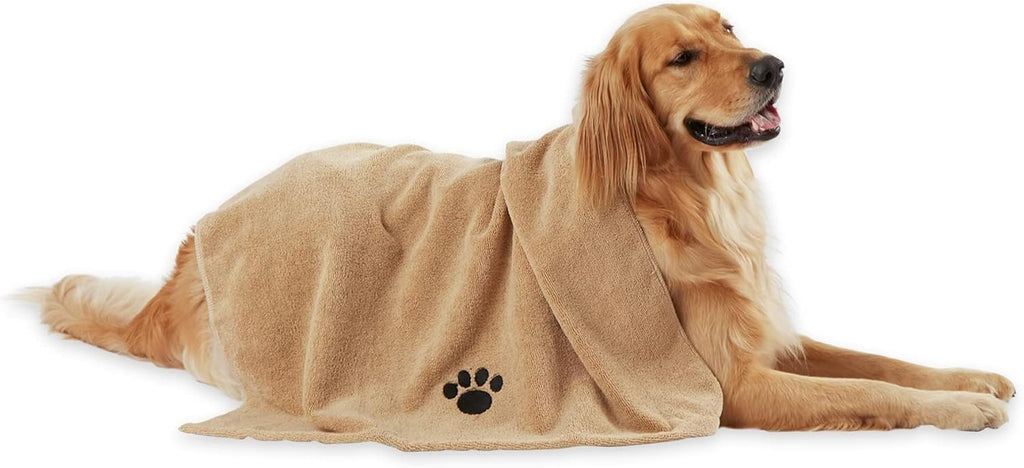Ultra-Absorbent Pet Grooming Microfiber Towel - X-Large 41x23.5" in Stylish Taupe, Perfect for All Your Furry Friends