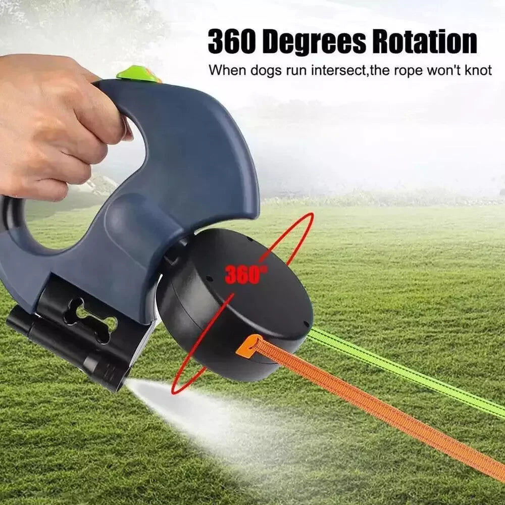 Revolutionary Dual Pet Leash: Retractable, Reflective, and Tangle-Free with 360° Swivel Design for Effortless Double Dog Walking