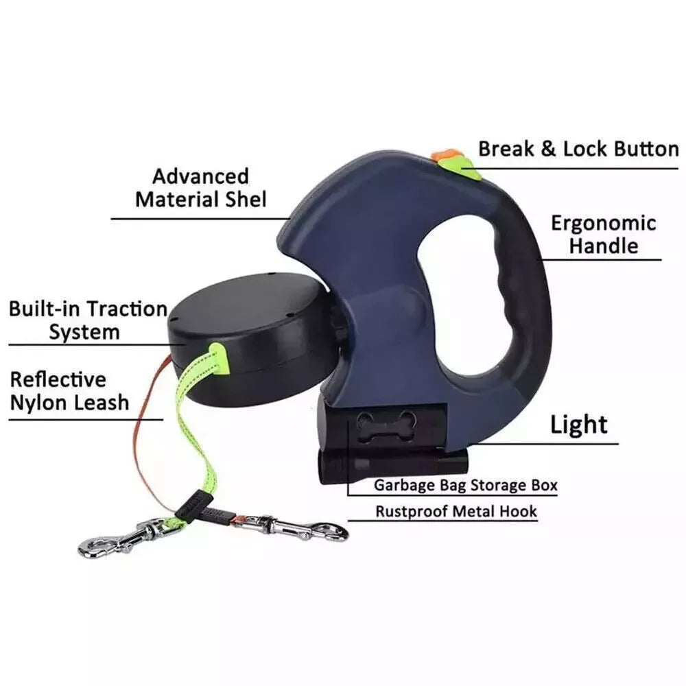 Revolutionary Dual Pet Leash: Retractable, Reflective, and Tangle-Free with 360° Swivel Design for Effortless Double Dog Walking