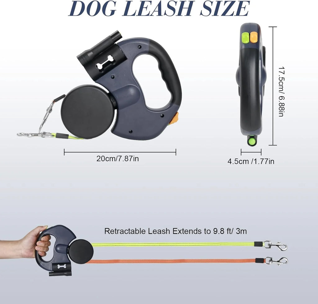 Revolutionary Dual Pet Leash: Retractable, Reflective, and Tangle-Free with 360° Swivel Design for Effortless Double Dog Walking