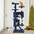 54-Inch Navy Blue Double Condo Cat Tree Tower: Ideal for Scratching, Climbing, and Resting Activities for Your Cat