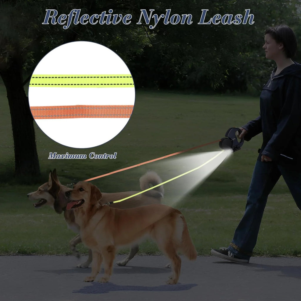 Revolutionary Dual Pet Leash: Retractable, Reflective, and Tangle-Free with 360° Swivel Design for Effortless Double Dog Walking